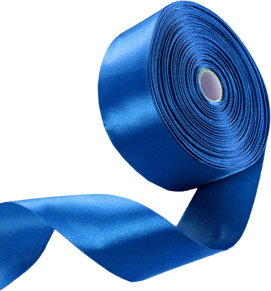 1-1/2" x 50 Yards Royal Blue Satin Ribbon Single Faced Fabric Ribbons for Gift Wrapping, Crafting, Floral Arrangements, Flower Bouquet, Wedding, Home Decor