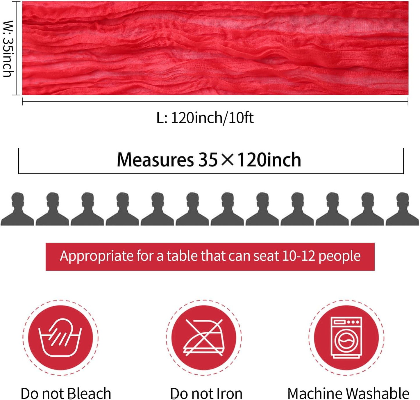 3 Pack Red Cheesecloth Table Runner Gauze Christmas Table Runner 35x120 Inch Rustic Boho Cheese Cloth Sheer Runner for Wedding Baby Shower Bridal Shower Birthday Party Holiday Decorations