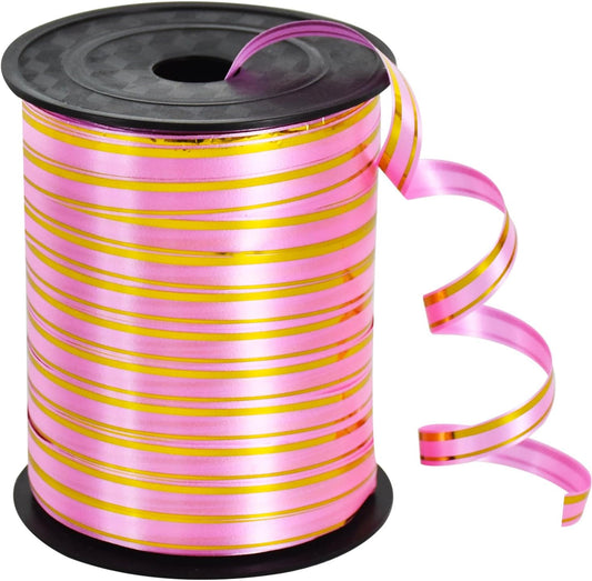 TONIFUL Curling Ribbon-Pink Gold Balloon Curling Ribbons-250 Yards Balloon String for DIY Decor,Gift Wrapping,Ribbons and Bows for Christmas New Year Birthday Gifts Graduation Supplies