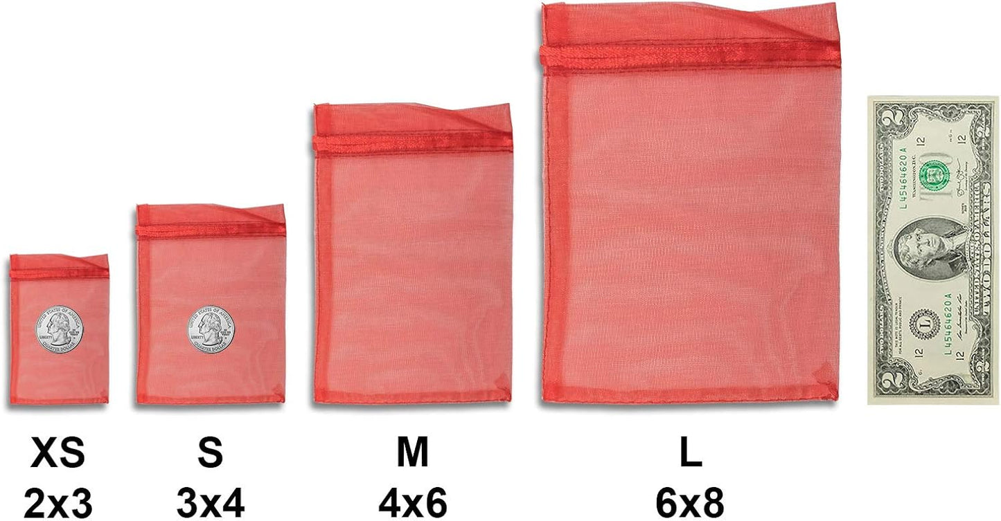 TheDisplayGuys 48-Pack 6x8 Red Sheer Organza Gift Bags with Drawstring, Jewelry Candy Treat Wedding Party Favors Mesh Pouch