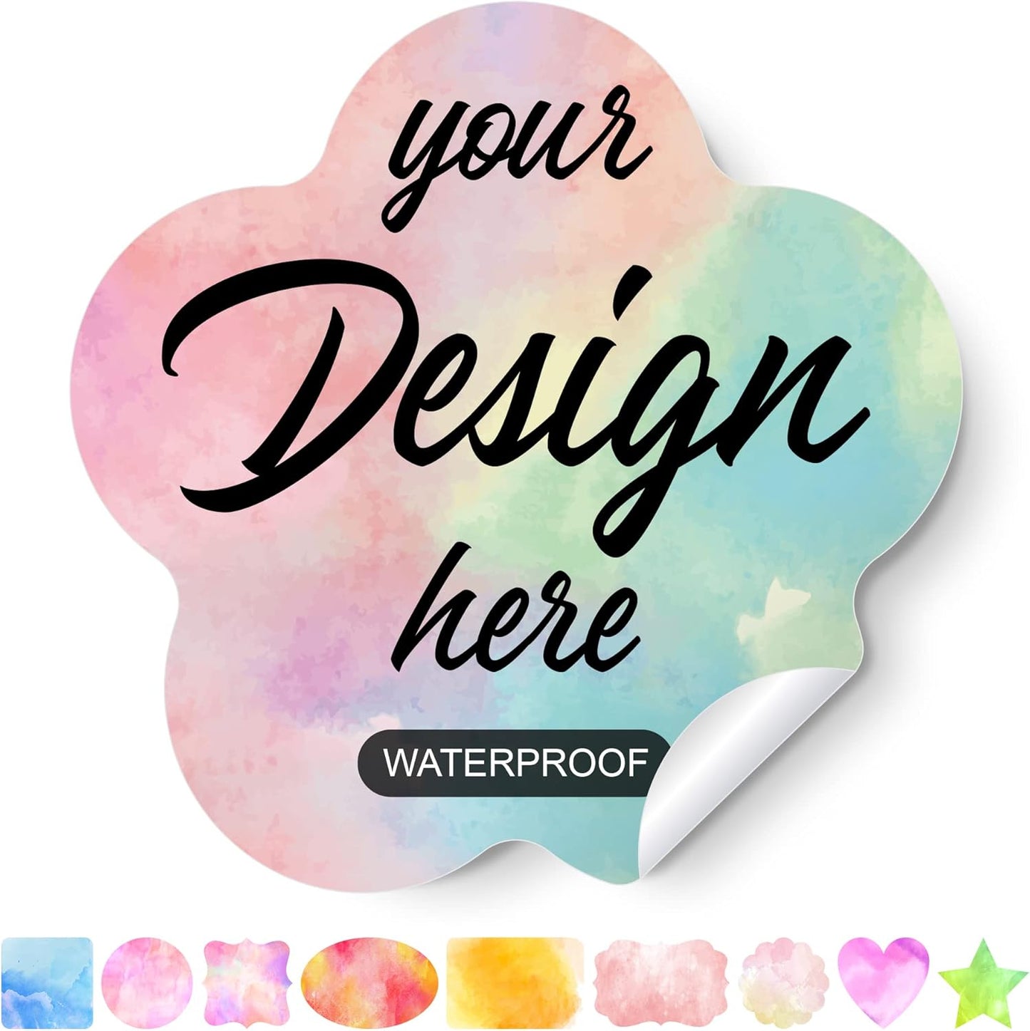 Personalized Labels - Custom Stickers with Any Design Image Logo Text, Thank You Labels, 100 (Flower, 2.5"x2.5")