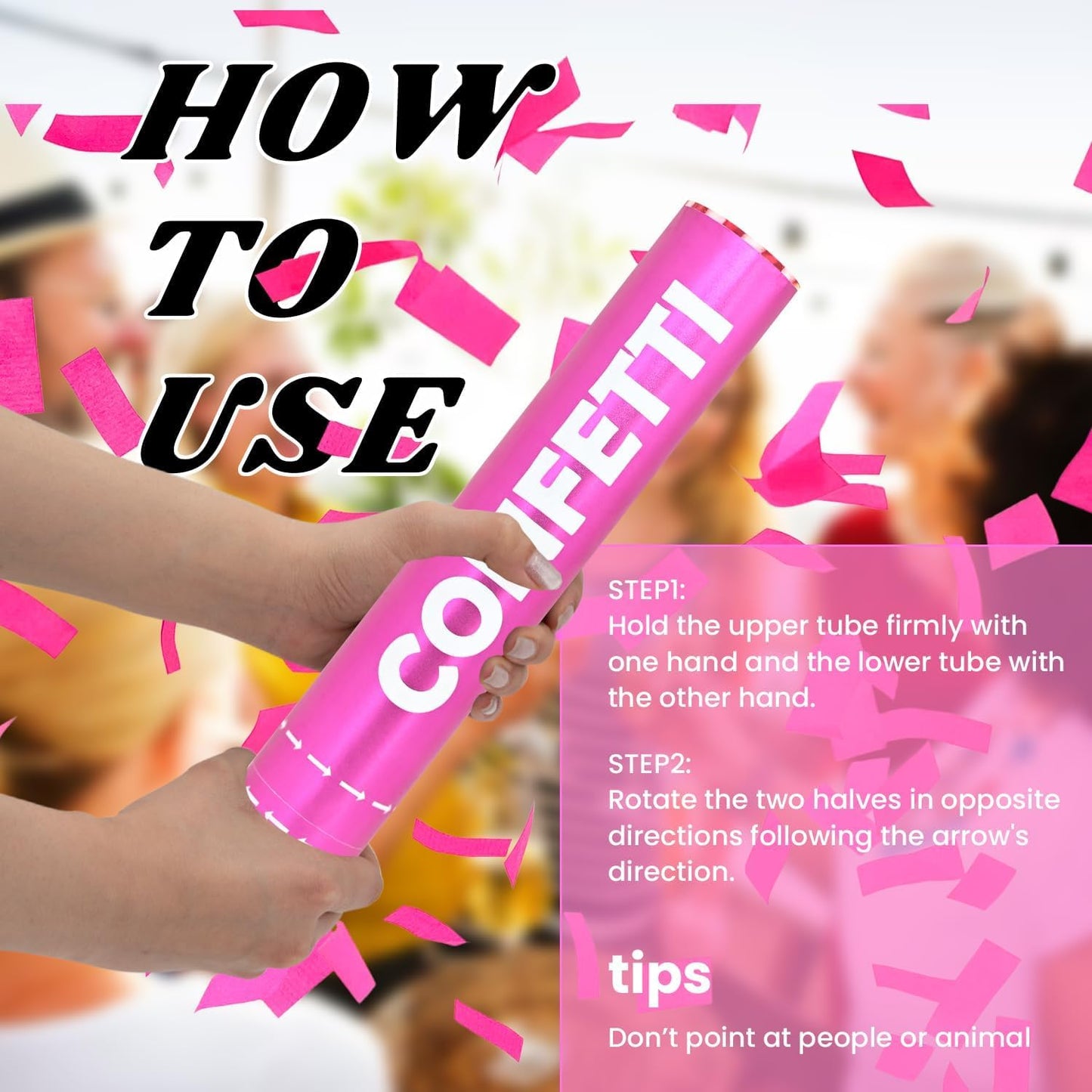 Confetti Cannon Pink Biodegradable Confetti Poppers 12Pack Party Poppers Confetti Shooters Pink Sticks for Wedding Graduation Engagement Anniversary Bridal Shower Valentines Day Birthday