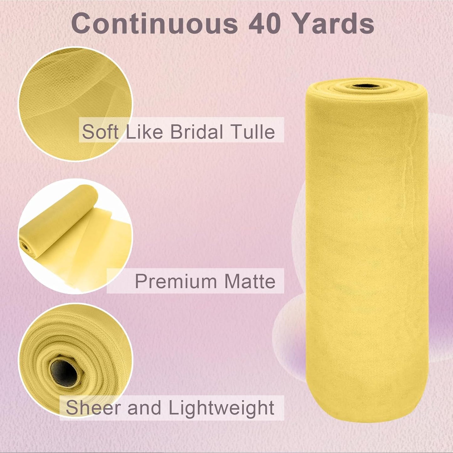 Gold Tulle Fabric Roll Spool Bolt (54 Inch by 40 Yards) Large Tulle Wedding Party Decoration, Tutu Skirt, Table Runner, Gift Wrapping, Bridal Shower, Soft & Drape (Antique Gold)