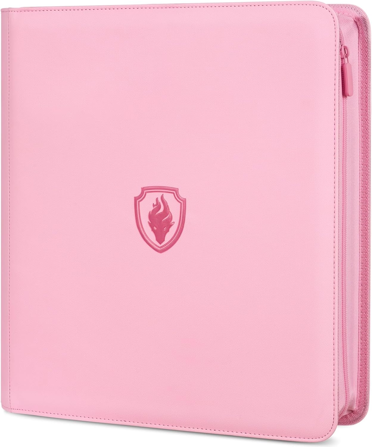 Premium Zip Card Binder 12 Pocket, Fabmaker 912 Pockets Trading Card Binder, PU Zipper Card Collection Album, Sturdy Side-Loading Card Book Holder for MTG, TCG, Game Cards, Sports Cards, Pink