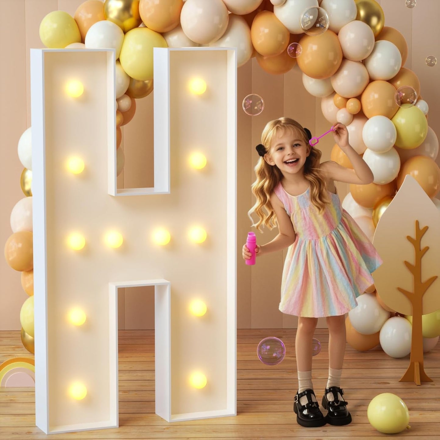 imprsv Marquee Light Up Letters, 4FT Mosaic Letters with Light for Baby Shower Graduation Party Decor, Large H for Engagement Wedding Party Decorations (Need to Assemble)