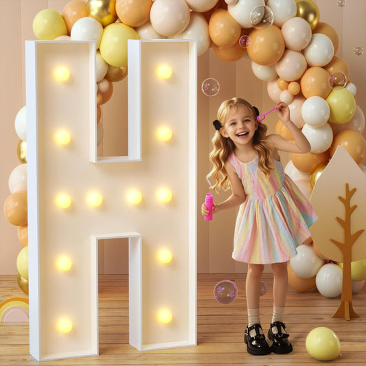 imprsv Marquee Light Up Letters, 4FT Mosaic Letters with Light for Baby Shower Graduation Party Decor, Large H for Engagement Wedding Party Decorations (Need to Assemble)