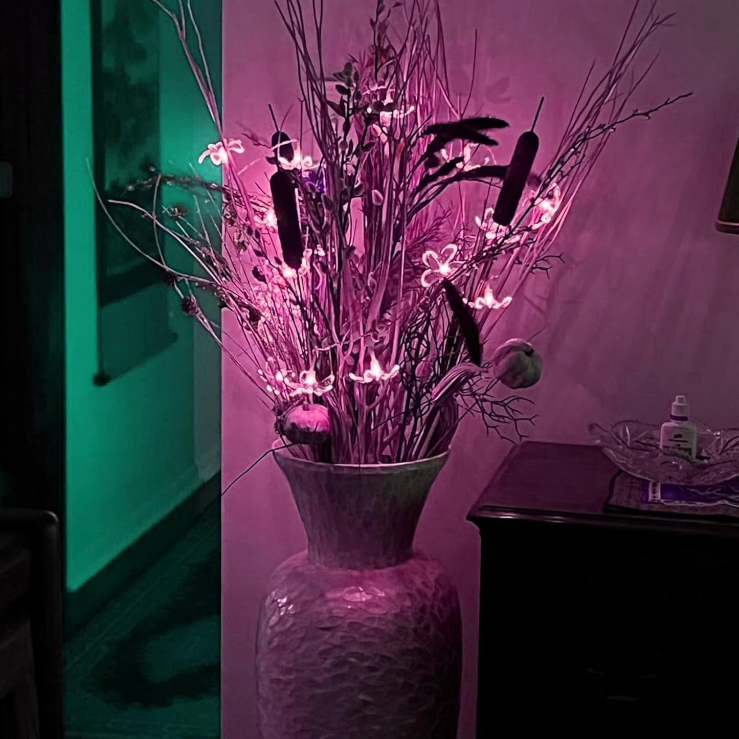 Fairy Flower String Lights Decor, USB & Battery Lighted Decorative Cute Cherry Blossom Indoor Bedroom Window Hanging, Novelty Floral Lamp for Christmas Easter Wedding Party Birthday Décoration (Pink)