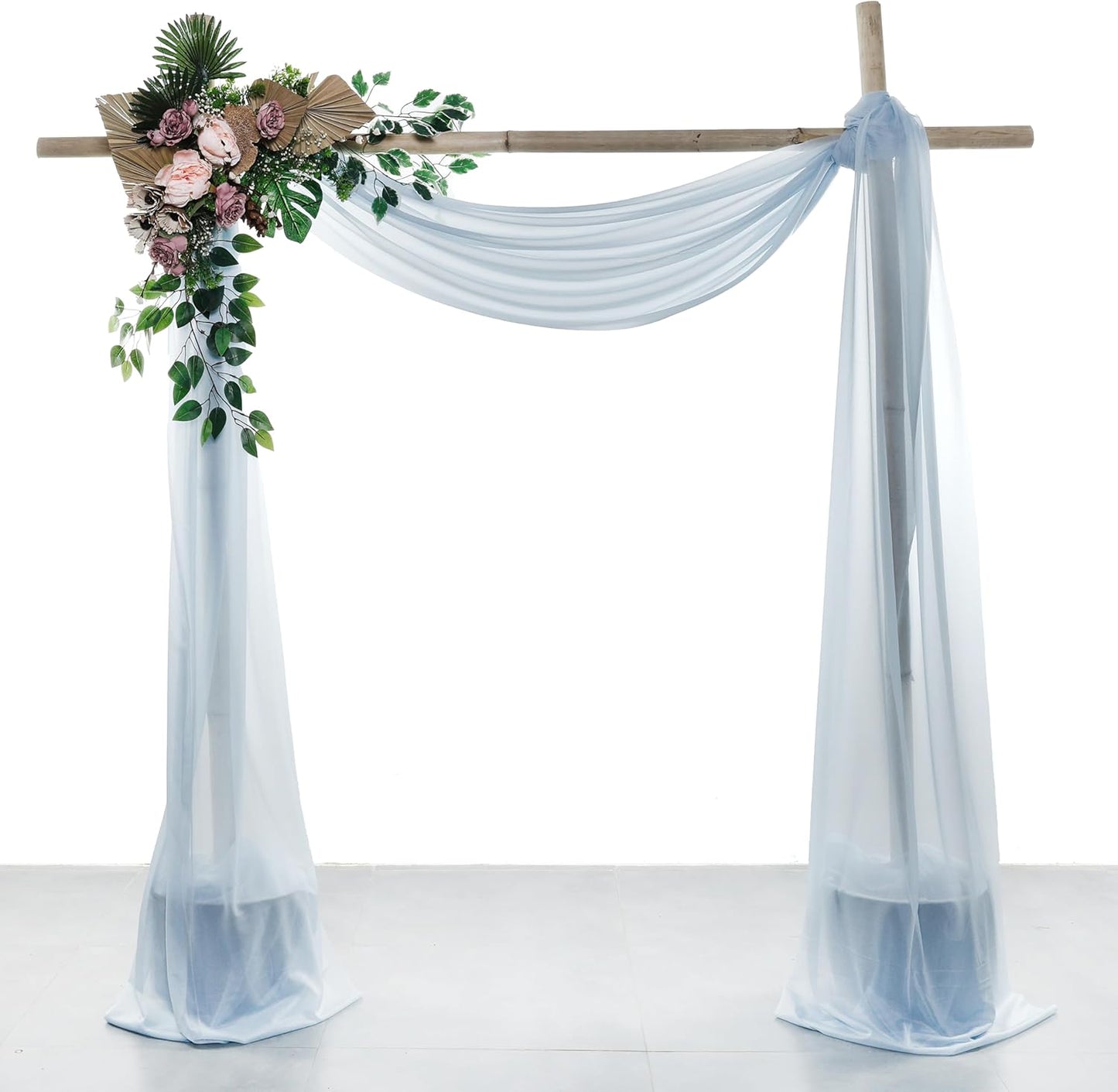 VDS Pack of 2 Panel (30 Inch X 30 Feet) Wedding Arch Draping Fabric Sheer Chiffon Fabric Drapery for Wedding Ceremony Reception Swag Backdrop Canopy Chuppah ARBO Altars Decoration (Baby Blue)