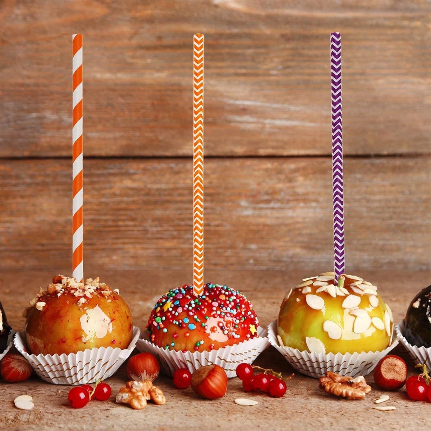 Shappy 125 Pieces Halloween Paper Straws Bulk, Disposable Decorative Drinking Straws with Dots/stripes/waves for Birthday, Wedding, Halloween and Christmas Party Supplies(Orange, Black, White, Purple)