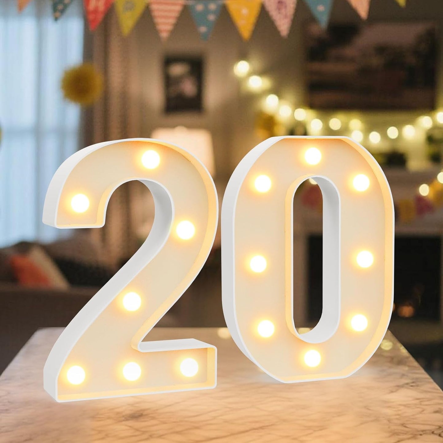 LED Marquee Light Up Numbers Sign - Lighted Birthday Numbers Sign for 20th Birthday Party Decoration, Bar Wall, Home, Table Room, Wedding and Christmas Decorations, Number 20