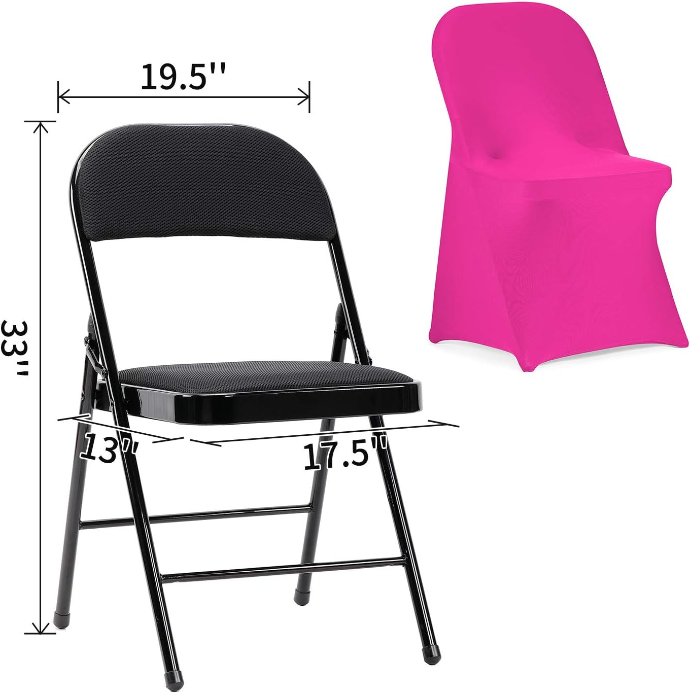 Peomeise Stretch Spandex Folding Chair Cover for Wedding Party Dining Banquet Event (Fuchsia,6pcs)