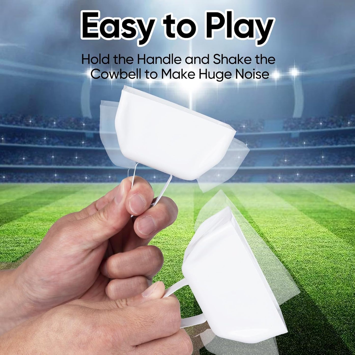 Cow Bells Noise Makers for Sporting Events: 12 Pcs Small White Cowbells with Handle Loud Bells Bulk - Metal Cheering Bell Hand Percussion for Football Games Graduation Weddings - White