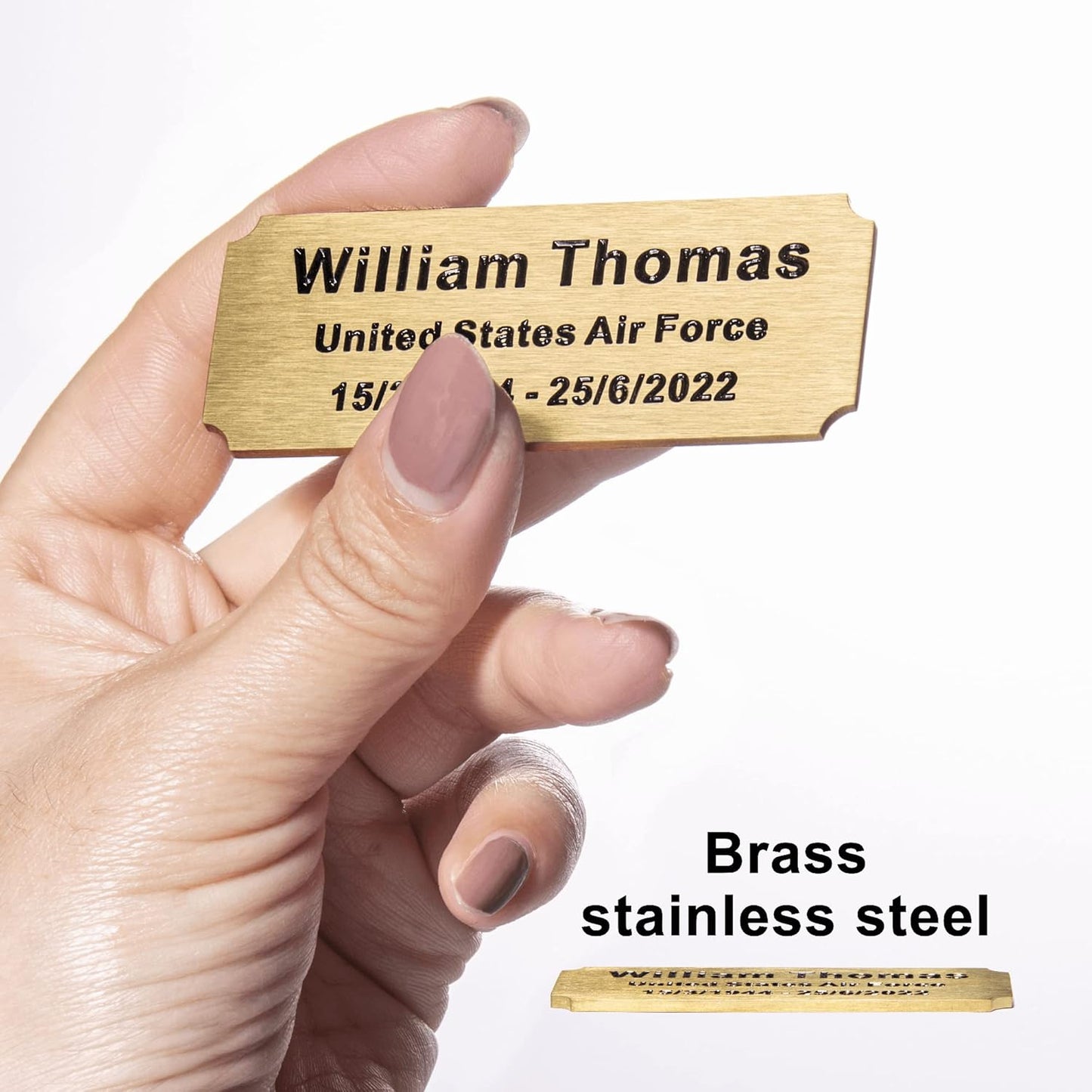 Personalized Name Plates, Deep Engraved Plaque, Brass Trophy Plates Engraved, Custom Name Plate with Adhesive Backing or Screws, 3" W x 1.2" H