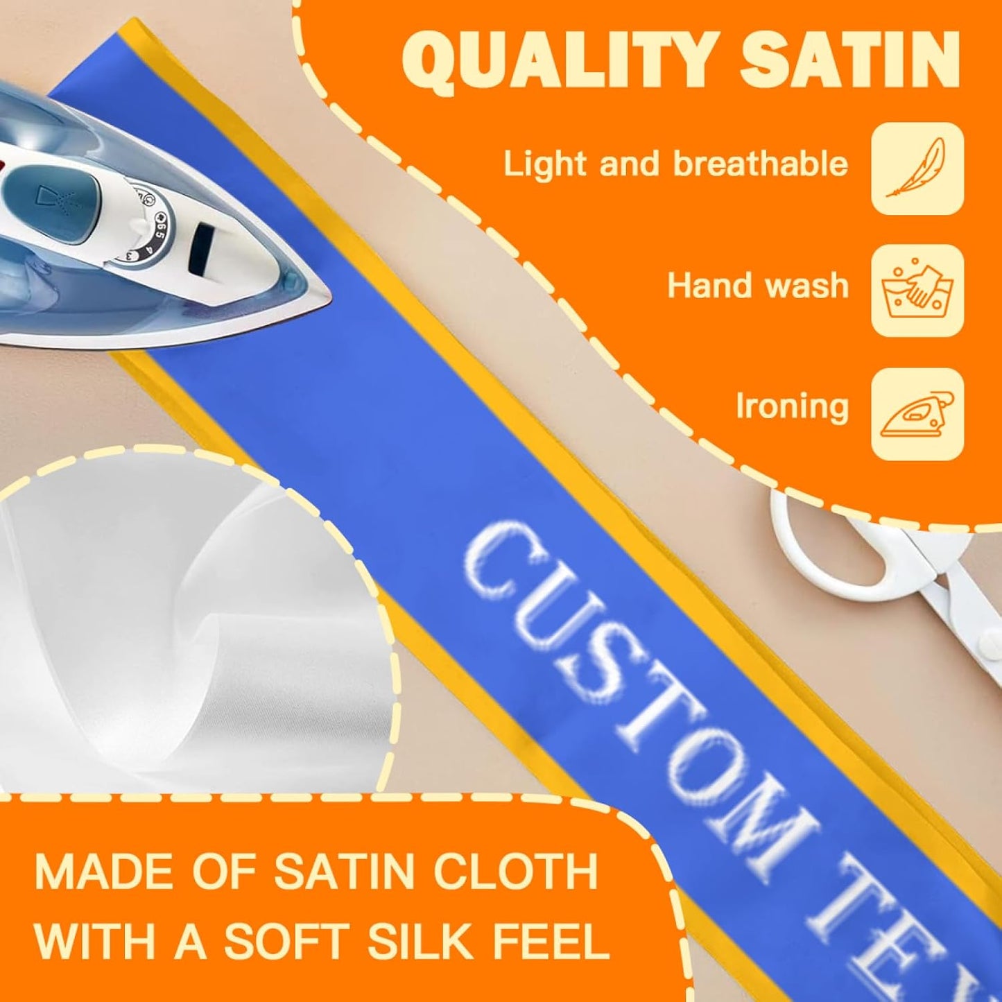 Custom Sash,Personalized Birthday Sash with Text Photo,Customized Bachelorette Sash Quote Sash Bride to Be Sash Color Optional (With decorative edge, Blue)