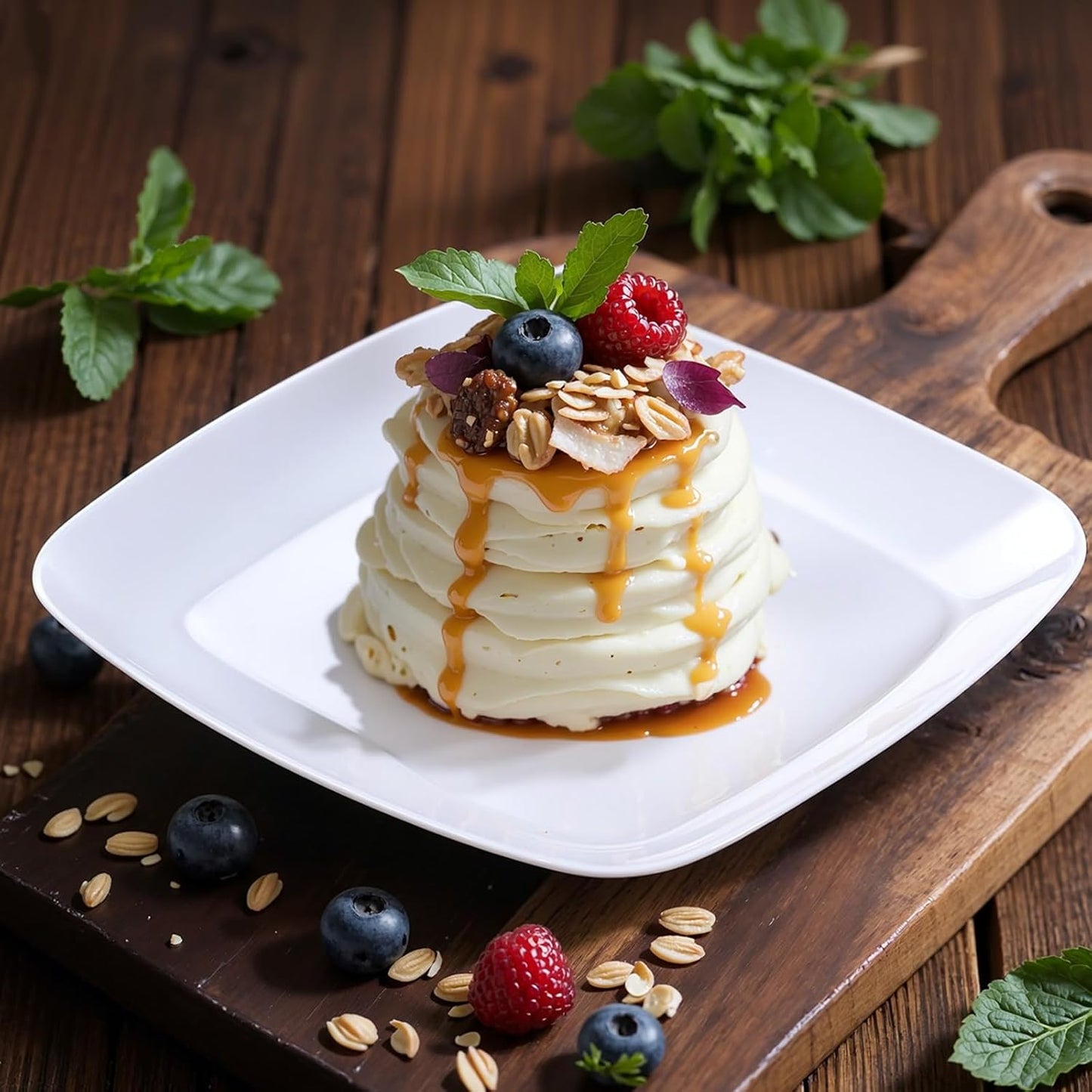 PULOTE 100PCS White Plastic Plates - White Square Disposable Include 50 Dinner 10 inch & 50 Dessert 7.25inch Plates, Ideal for Party & Wedding