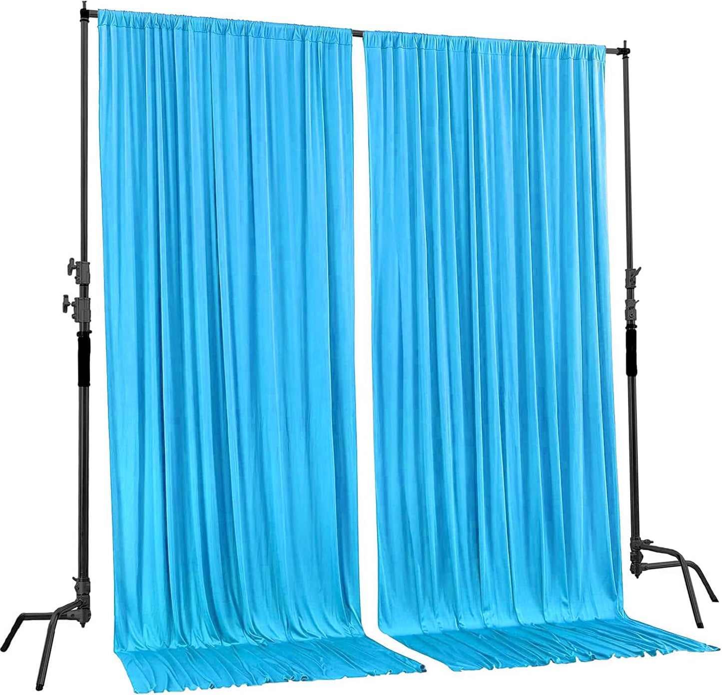AK TRADING CO. 10 feet x 10 feet Polyester Backdrop Drapes Curtains Panels with Rod Pockets - Wedding Ceremony Party Home Window Decorations - Turquoise
