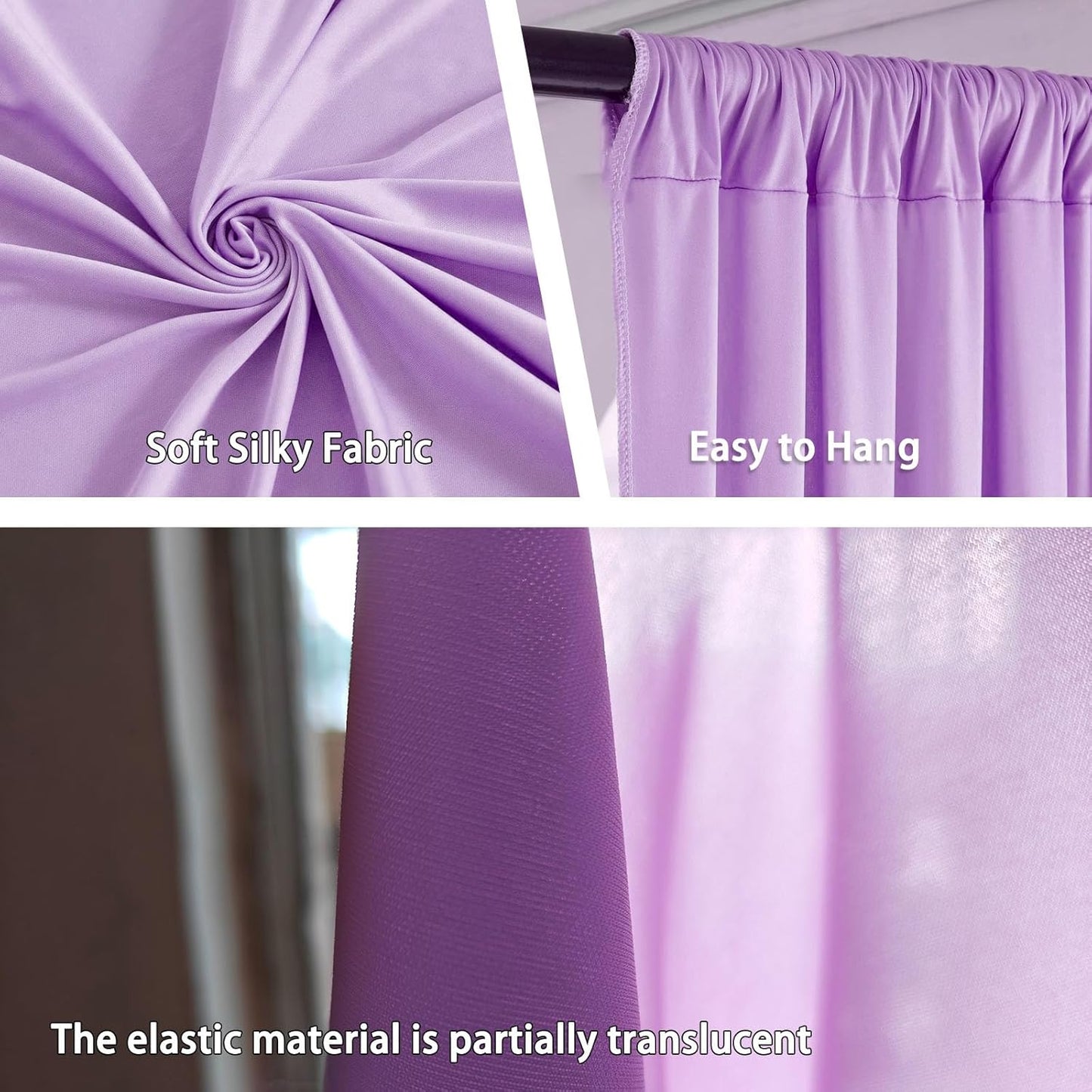 10 x 7 Feet Light Purple Backdrop Curtain for Partie, Background Curtains for Photoshoot, Birthday, Wedding, Halloween, Thanksgiving, Christmas Day, New Year Party Decorations 5Ft x 7Ft, 2 Panels
