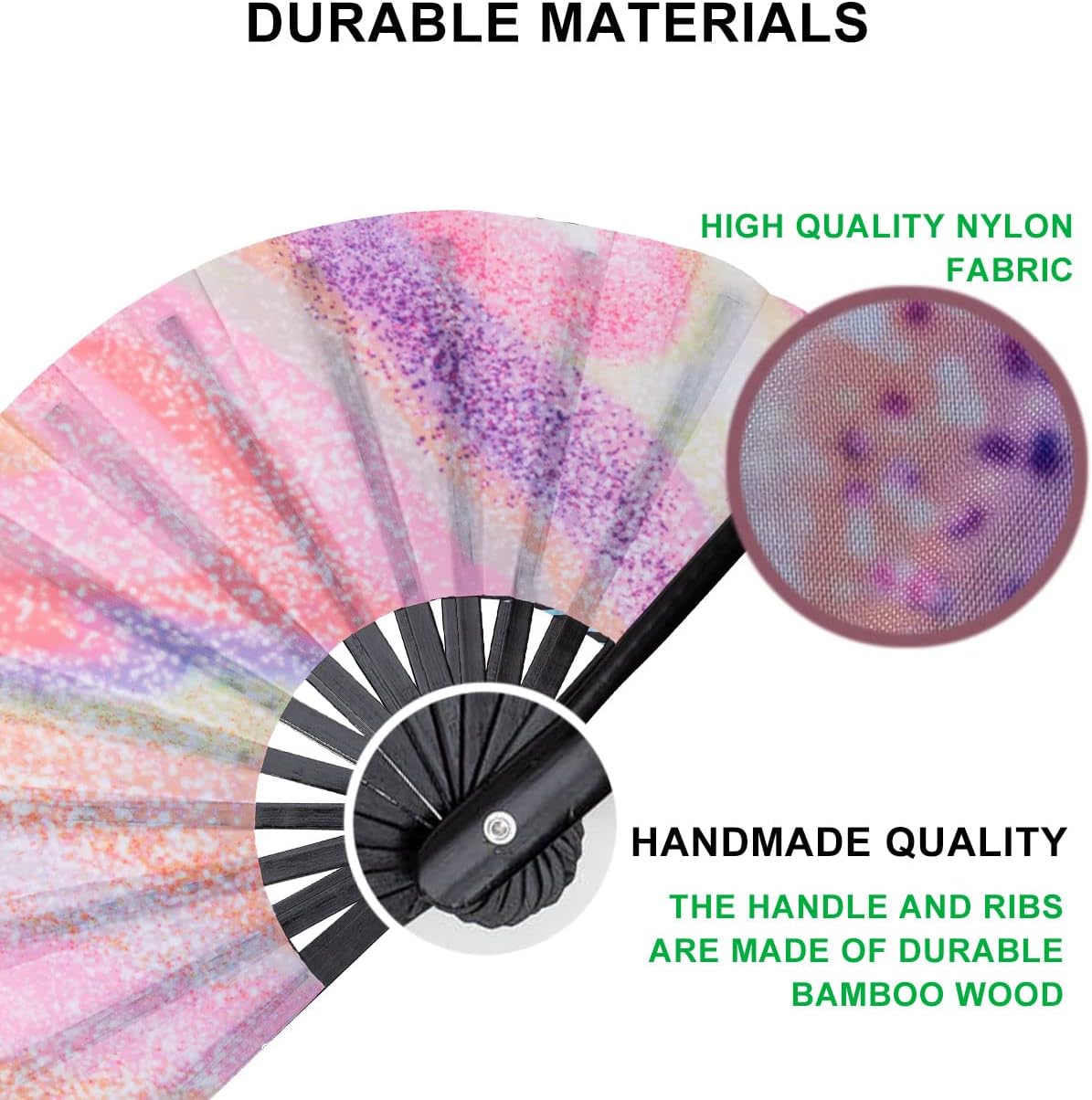 Amajiji Large Folding Hand Rave Fan Popping Fan for Line Dancing Clacking Fans for Boots On The Ground Dance,Party,Decoration,Festival (Psychedelic Neon)