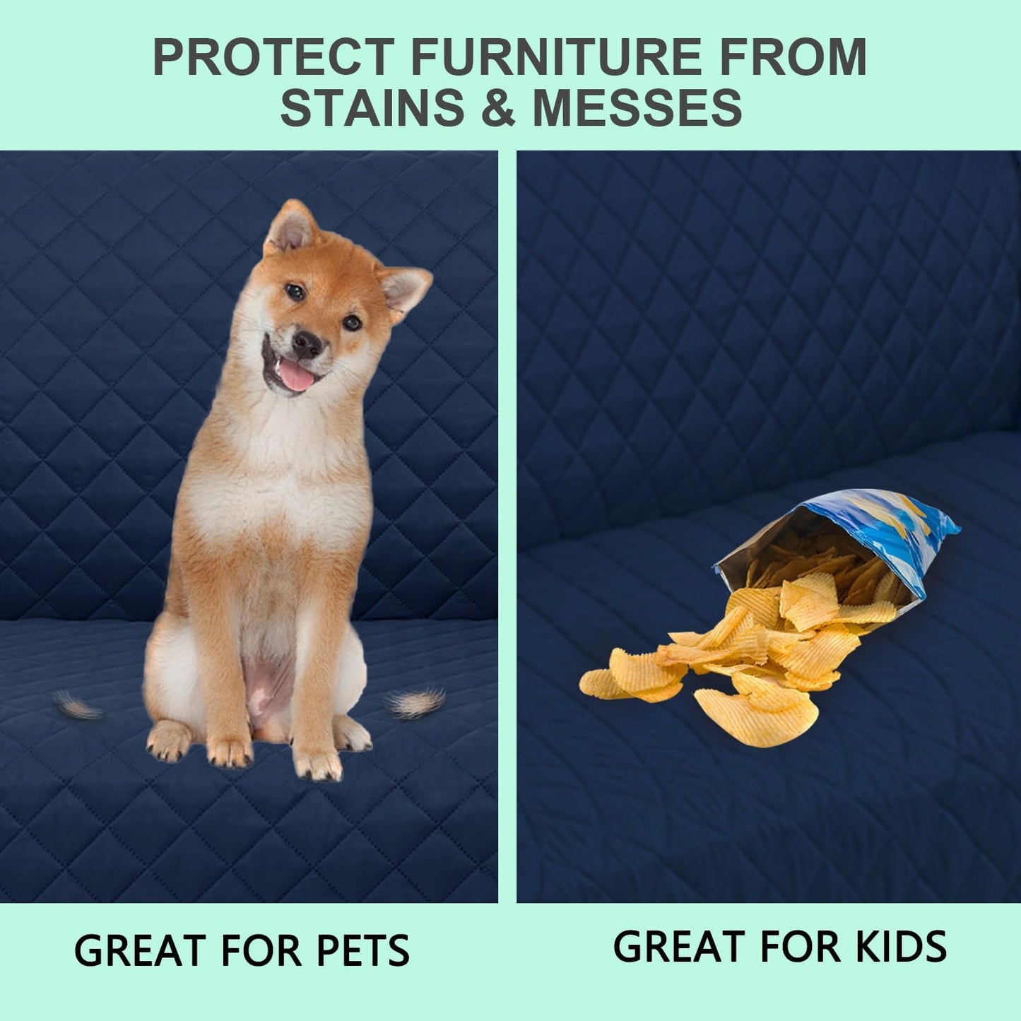 Reversible Oversized Sofa Covers Couch Cover Furniture Protector for Dogs Elastic Straps Water Resistant(XLSofa,Navy/Camel)