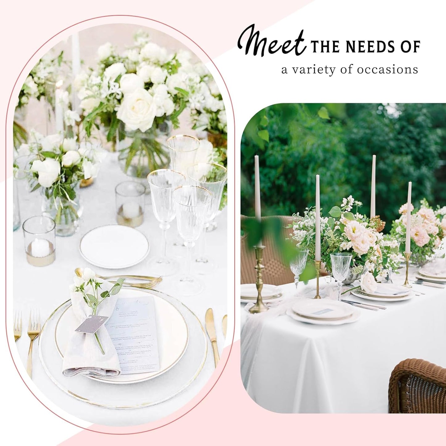 10 Packs Satin Tablecloth 57 x 108 Inch White Rectangular Table Cloth Silk Tablecloth Smooth Fabric Overlay Satin Table Cover Decoration for Wedding Party Banquet Events