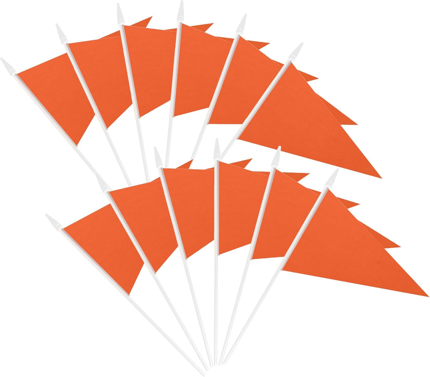 12 Pack Orange Pennant Flags Small Mini Hand Held Solid Color Pennant On Sticks Flags with 12.6"Solid Pole & Spear Top,Party Events Celebration,School,Grand Opening,Kids Birthday,Sports Clubs