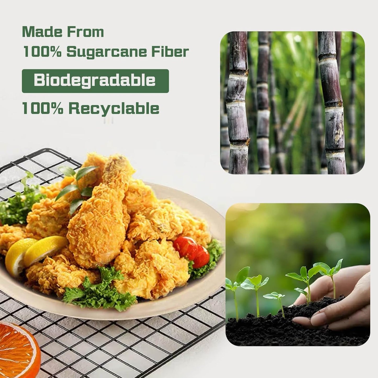 Disposable Paper Plates, 6 inch Heavy Duty Paper Plate, Soak and Cut Proof, Natural Biodegradable Bagasse Plates for Microwave, Dinner, Party, Picnic,125 Pack