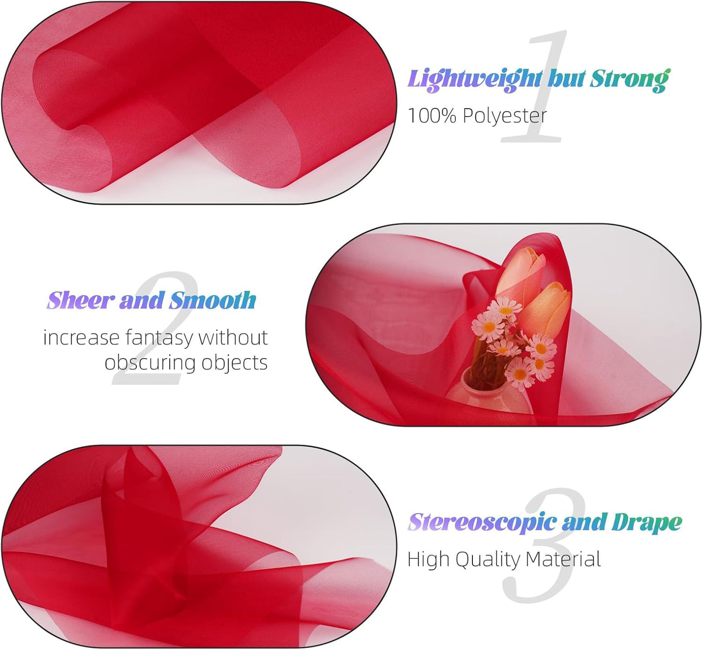 Crystal Organza Fabric Tulle 11 Inch by 50 Yards Sheer Tulle Rolls for DIY Craft Wedding Party Baby Shower Decor Gift Wrapping Party Supplies (Wine)