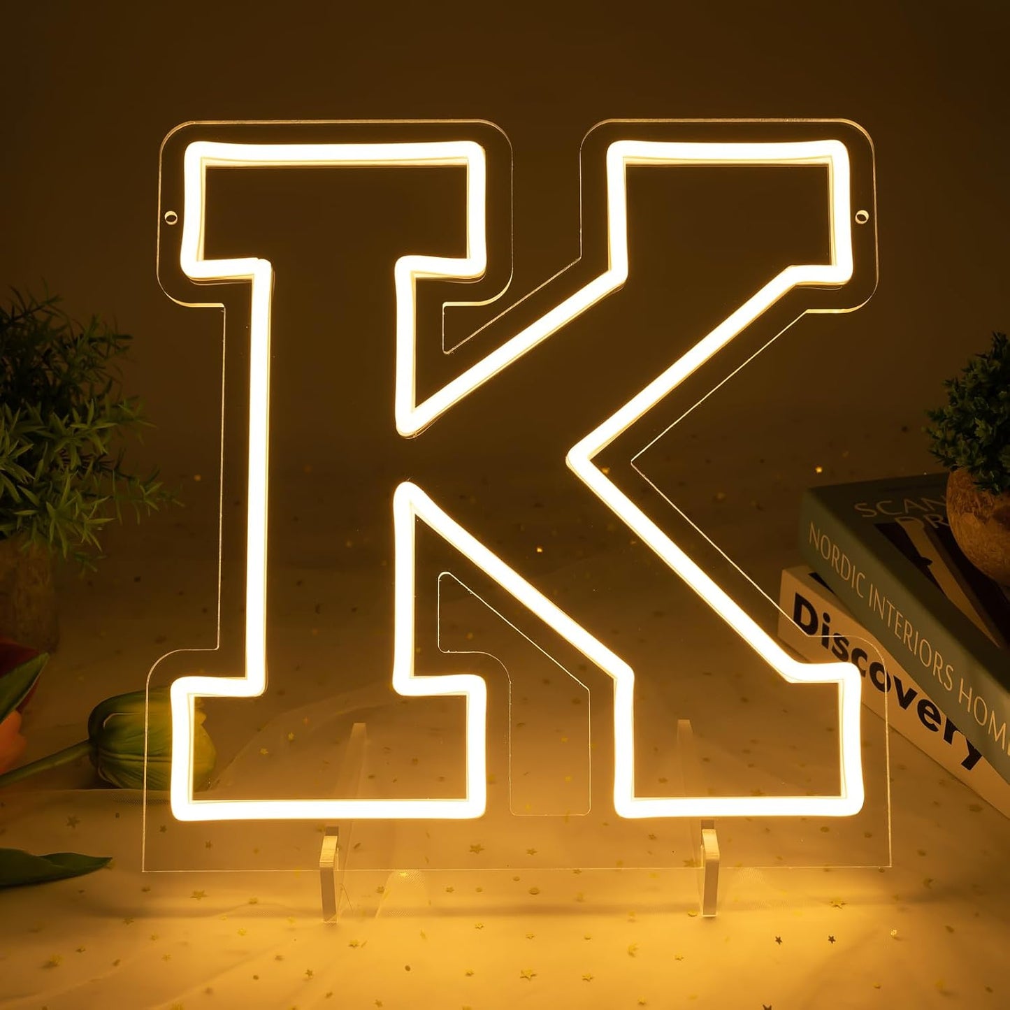 Light Up Letters K, Led Marquee Letter Lights Neon Sign, 13" Height Decorative Lighted Alphabet Number, Battery/USB Powered Led Letters Lights for Wedding, Birthday, Party, Christmas or Home Decor