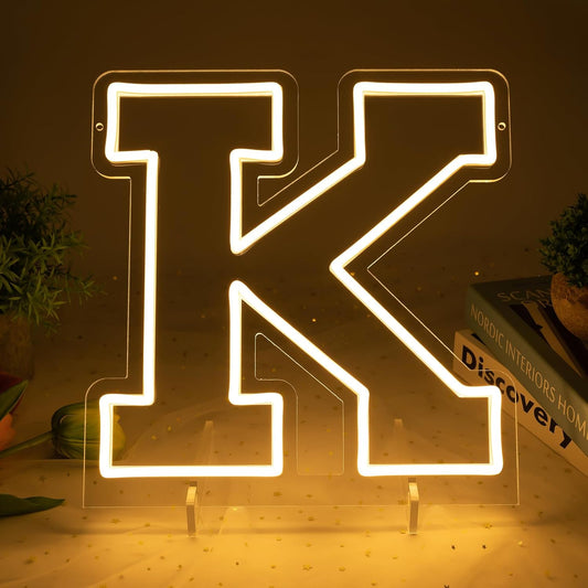 Light Up Letters K, Led Marquee Letter Lights Neon Sign, 13" Height Decorative Lighted Alphabet Number, Battery/USB Powered Led Letters Lights for Wedding, Birthday, Party, Christmas or Home Decor