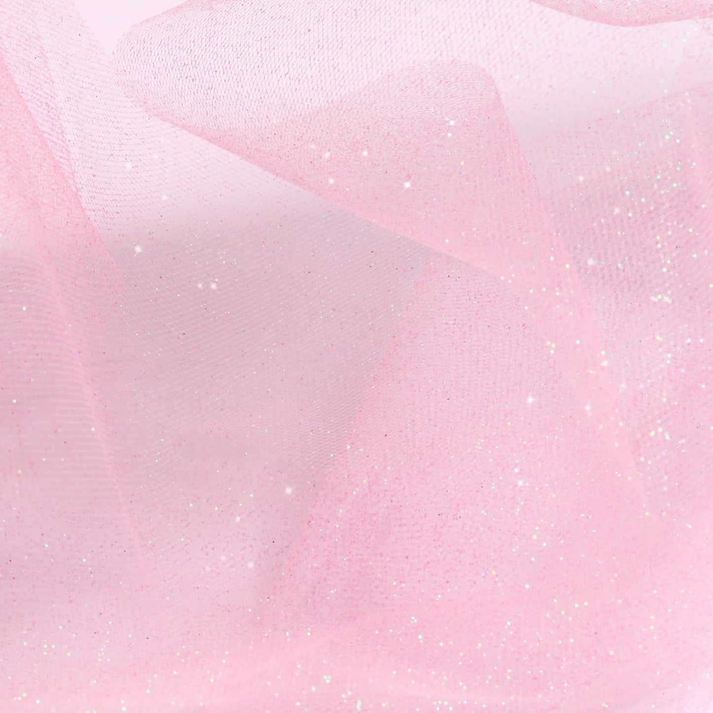 ICOSHOW Sparkling Tulle Rolls, 15” by 30 Yards (90FT) Glitter Tulle Spool Ribbon Fabric for Wedding Birthday Bridal Shower Tutu Skirt Party Gift Wrapping (Pink)