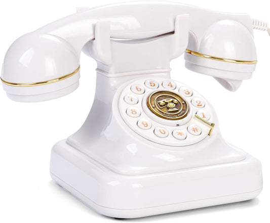 Audio Guest Book Wedding Phone, Retro Audio Phone Guestbook with Clear Voice Recording for Wedding Reception, Bridal Shower, Birthday, Baby Shower, Anniversary, Engagement (White)