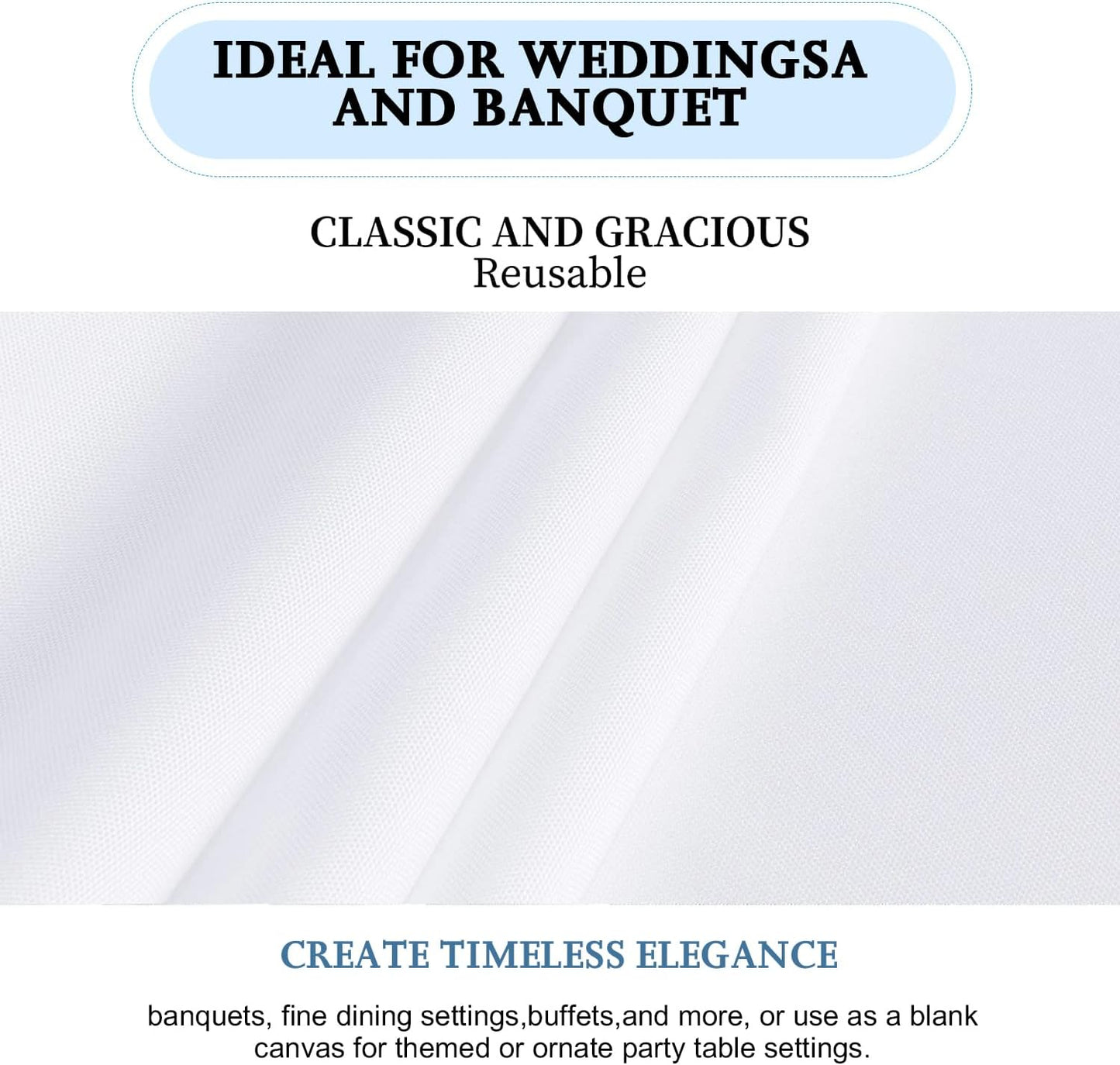 10 Pack White Table Cloth Rectangle Table 60 x 102 Inch Tablecloths for 6 Foot Rectangle Tables. Stain and Winkle Resistant Polyester Washable White TableCloths for Parties Wedding Dining