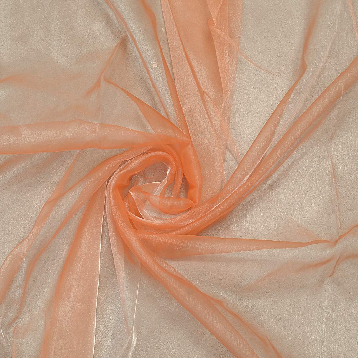 VDS Peach Organza Fabric, 35 Yards Continuous, 45” Wide, Wedding Party Decoration Iridescent Crystal Sheer Shiny Organza Tulle Bridal Dress DIY Crafts Costume Sewing Backdrop Arch Cloth
