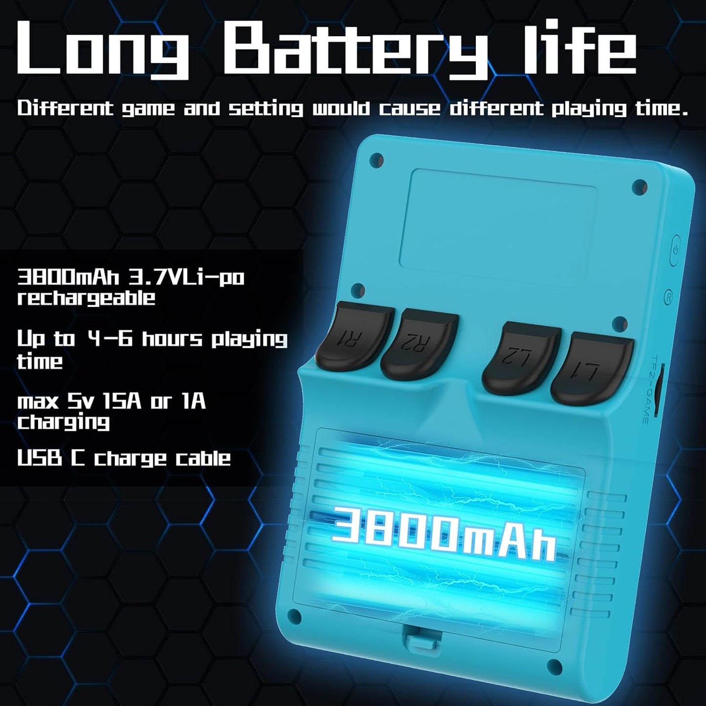 FVBADE[30000 in 1] R40S PRO Handheld Game Console 3.5 inch IPS Screen Mini Retro Console 3800mAh Portable Pocket Arcade 45+ Mainstream Emulator 256G TF Card Transparent.(Blue)