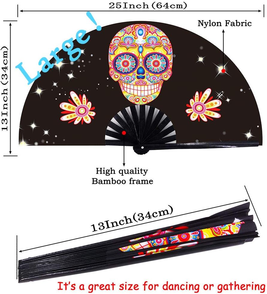 Amajiji Large Folding Hand Rave Fan Popping Fan for Line Dancing Clacking Fans for Boots On The Ground Dance,Party,Decoration,Festival (Alien)