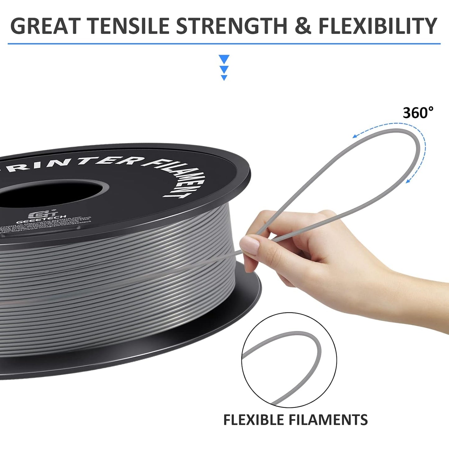 Geeetech Silver Filament, PLA Filament 1.75mm 1kg Spool (2.2lbs), Dimensional Accuracy +/- 0.02 mm, 3D Printing Filament Fit Most FDM Printer, New Silver