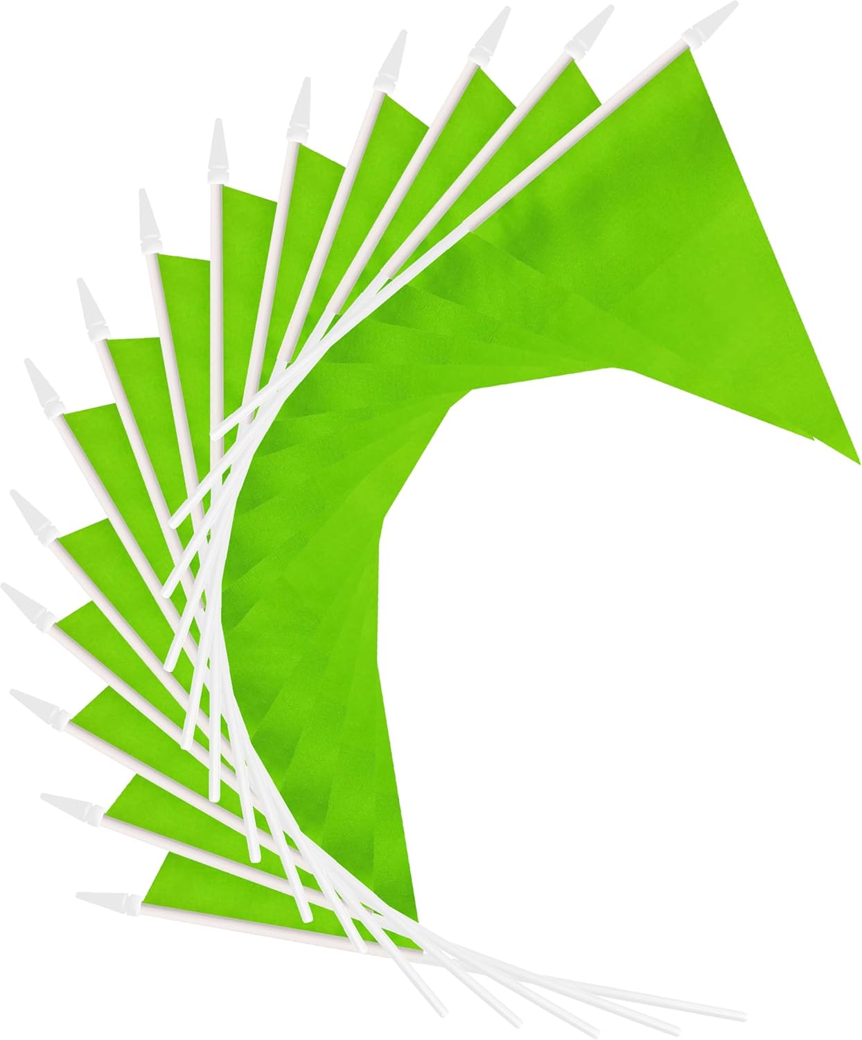 12 Pack Green Pennant Flags Small Mini Hand Held Solid Color Pennant On Sticks Flags with 12.6"Solid Pole & Spear Top,Party Events Celebration,School,Grand Opening,Kids Birthday,Sports Clubs,Flower Pot