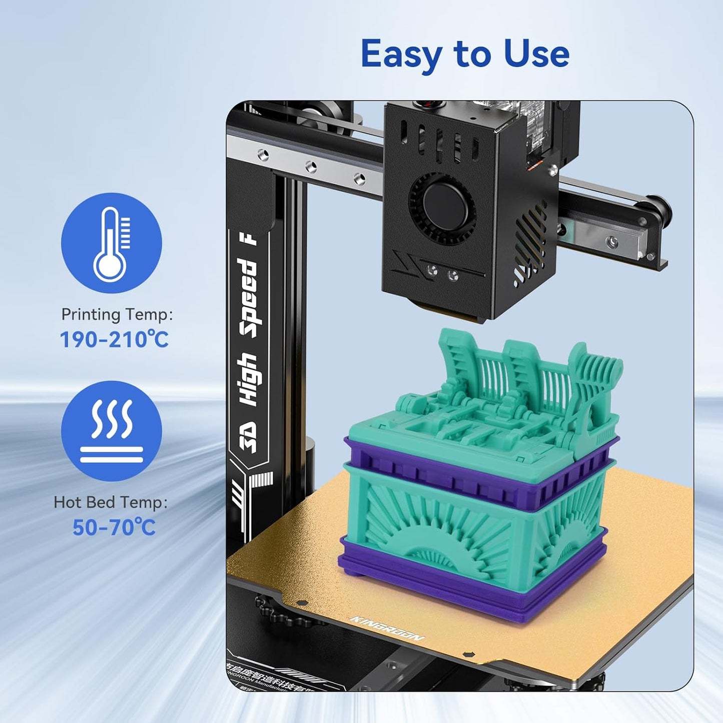 Kingroon PLA Filament 1.75mm 3D Printer Filament Cyan Pla Filament 1kg Filament Dimensional Accuracy +/- 0.02mm, Fit Most FDM Printer,Cyan