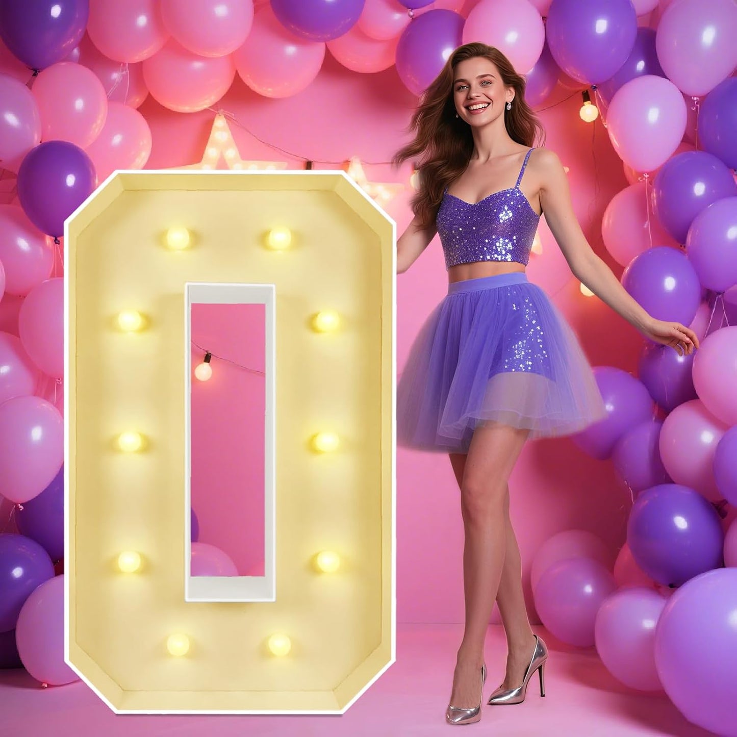 Marquee Light Up Letters: 4FT Large Decorative Signs for Party Decorations Baby Shower Birthday Wedding Engagement Anniversary, 4 Feet Tall Pre-Cut DIY Foamboard Letter O - Easy to Assemble