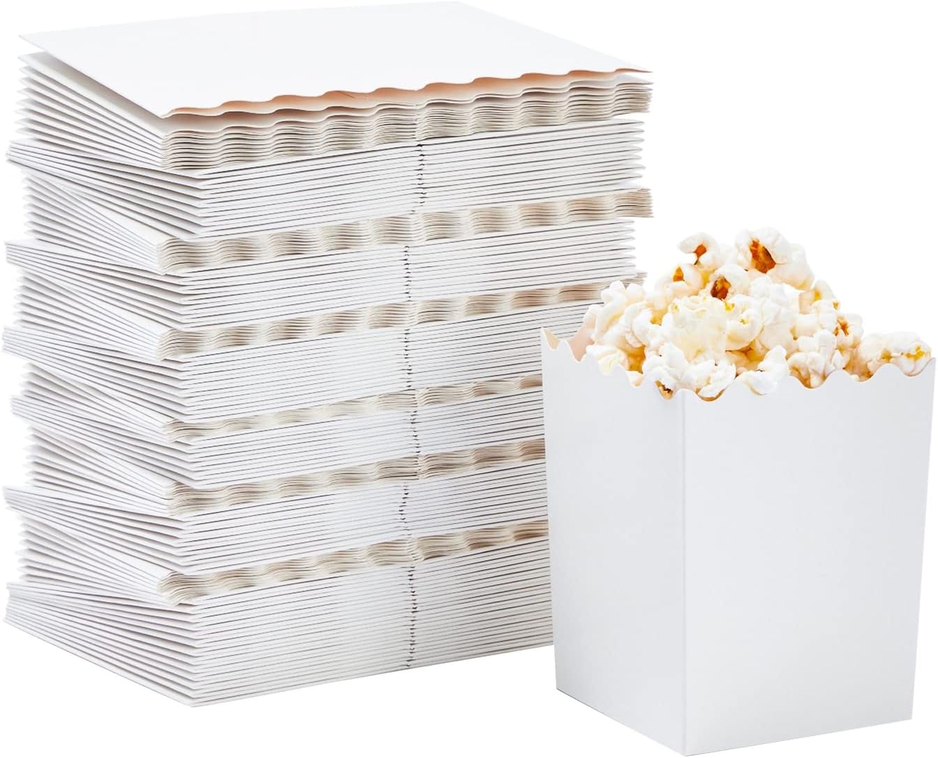 Juvale 100 Pack Mini Popcorn Boxes for Party, Bulk White Popcorn Containers for Movie Night Decorations (3 x 4 In) - Carnival Decor
