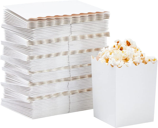Juvale 100 Pack Mini Popcorn Boxes for Party, Bulk White Popcorn Containers for Movie Night Decorations (3 x 4 In) - Carnival Decor