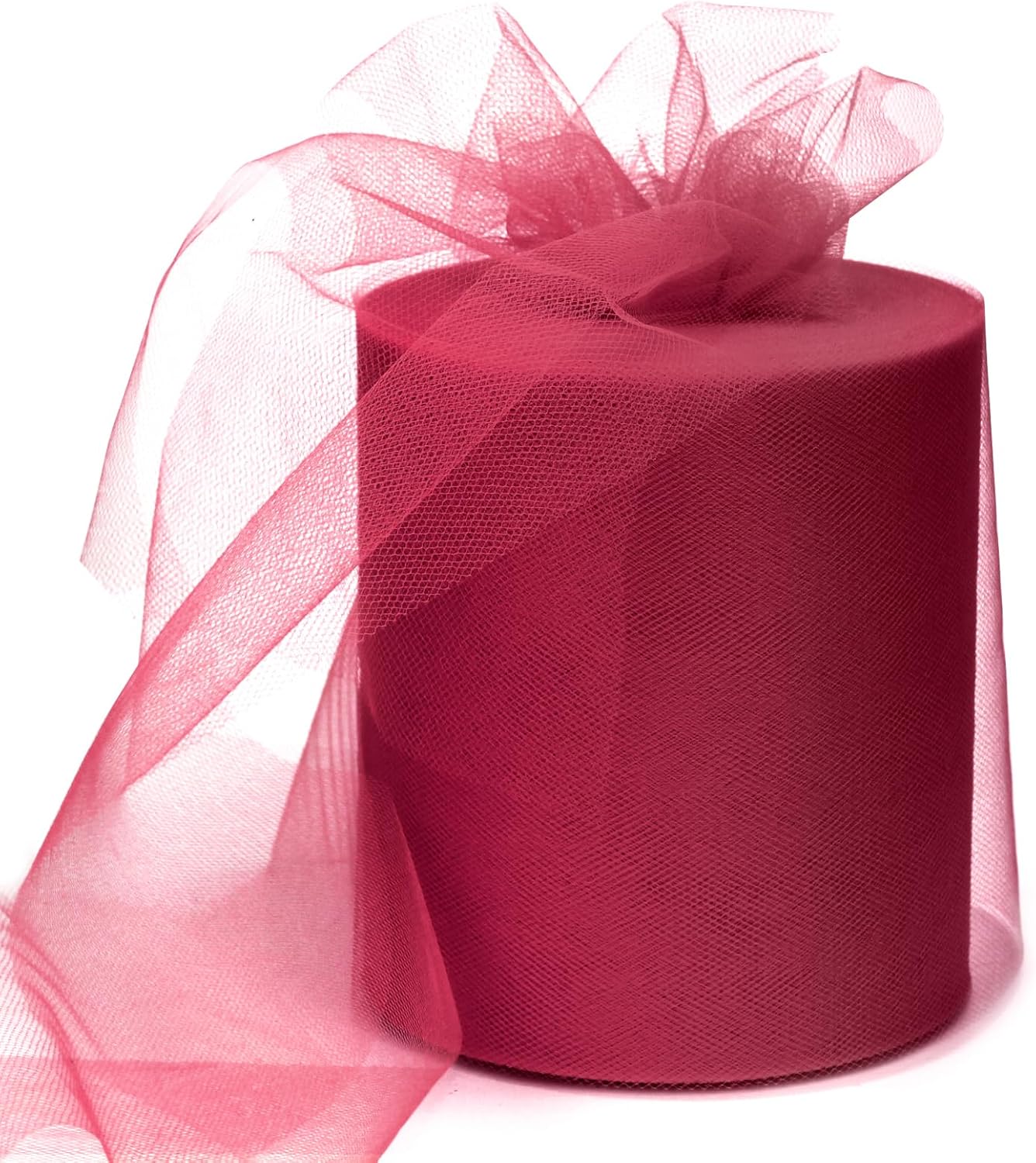 6" x 200 Yards Burgundy Tulle Fabric Rolls, Burgundy Spool Tulle Ribbon for DIY Tutu Skirt Wedding Decoration Baby Shower Birthday Party Backdrop Gift Wrapping Bow Craft Supplies