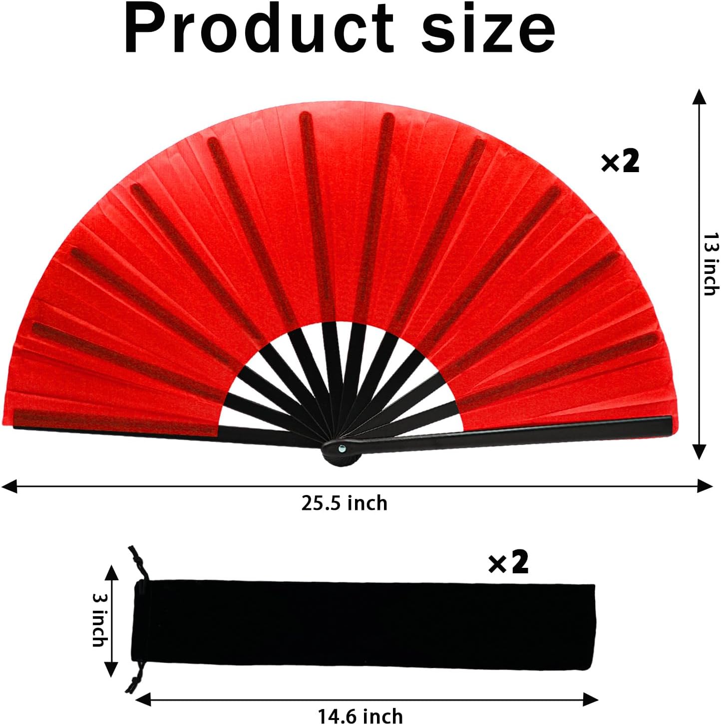 13inch Large Rave Fan Popping Clacking Fans for Line Dancing,Hand Fans for Women Foldable,Boots on The Ground Fan,Portable for Outdoor,Wedding,Party,Decoration (2pcs red)