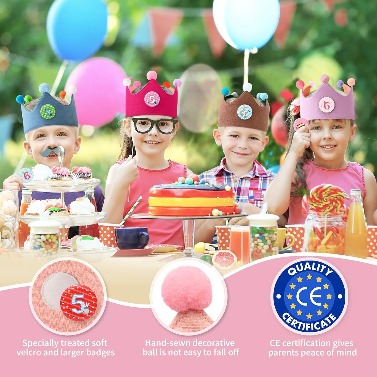 Reusable Birthday Crown with Numbers,Kids Birthday Hat Fabric Crown Pertain Kids Boy Toddler Girl Baby Bday Hats