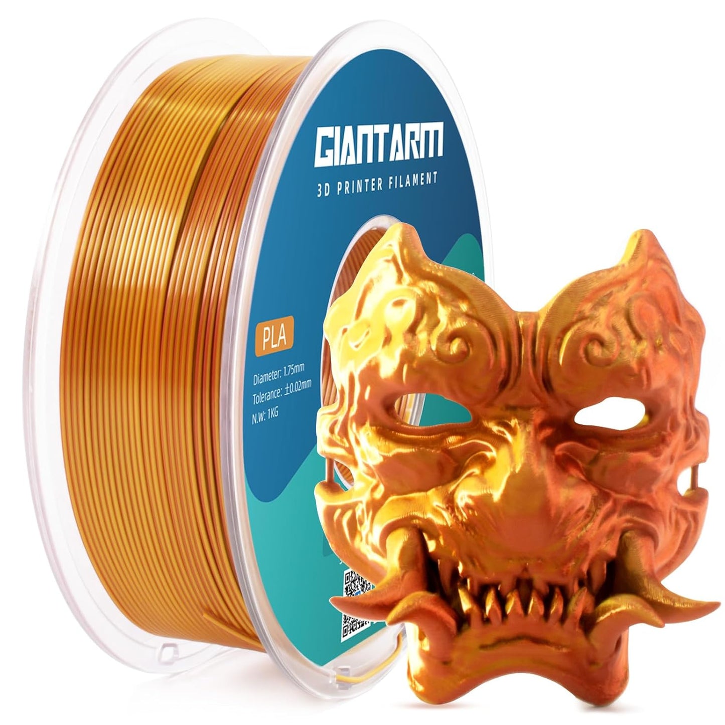 GIANTARM Dual Color PLA Filament, Silk PLA Filament 1.75mm +/-0.02mm,1KG Spool(2.2lbs) Vacuum Packaging, 3D Printing Filaments Fit Most FDM Printer