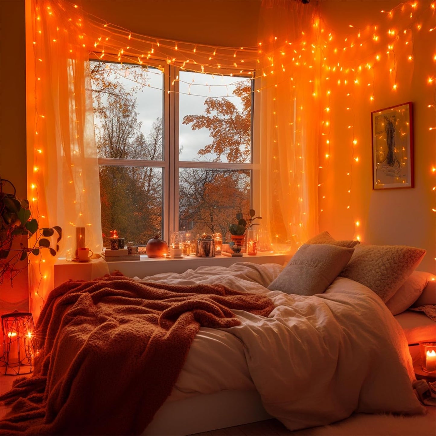 JMEXSUSS 600 LED Orange Lights for Halloween Decorations, Halloween String Lights Outdoor, Orange String Fall Light Plug in for Indoor Room Tree Yard Party Fall Decor