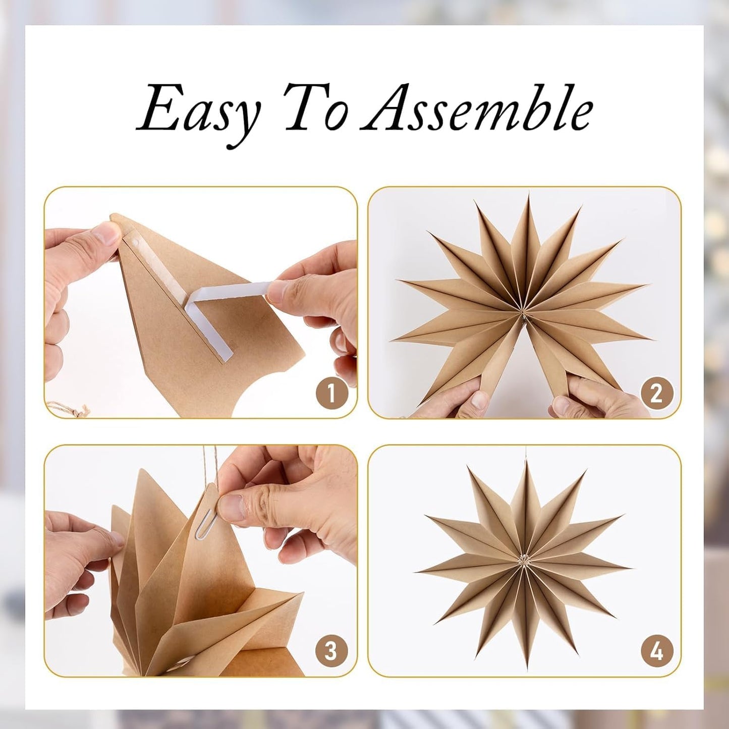 Easy Joy 3Pcs Boho Paper Landern Star