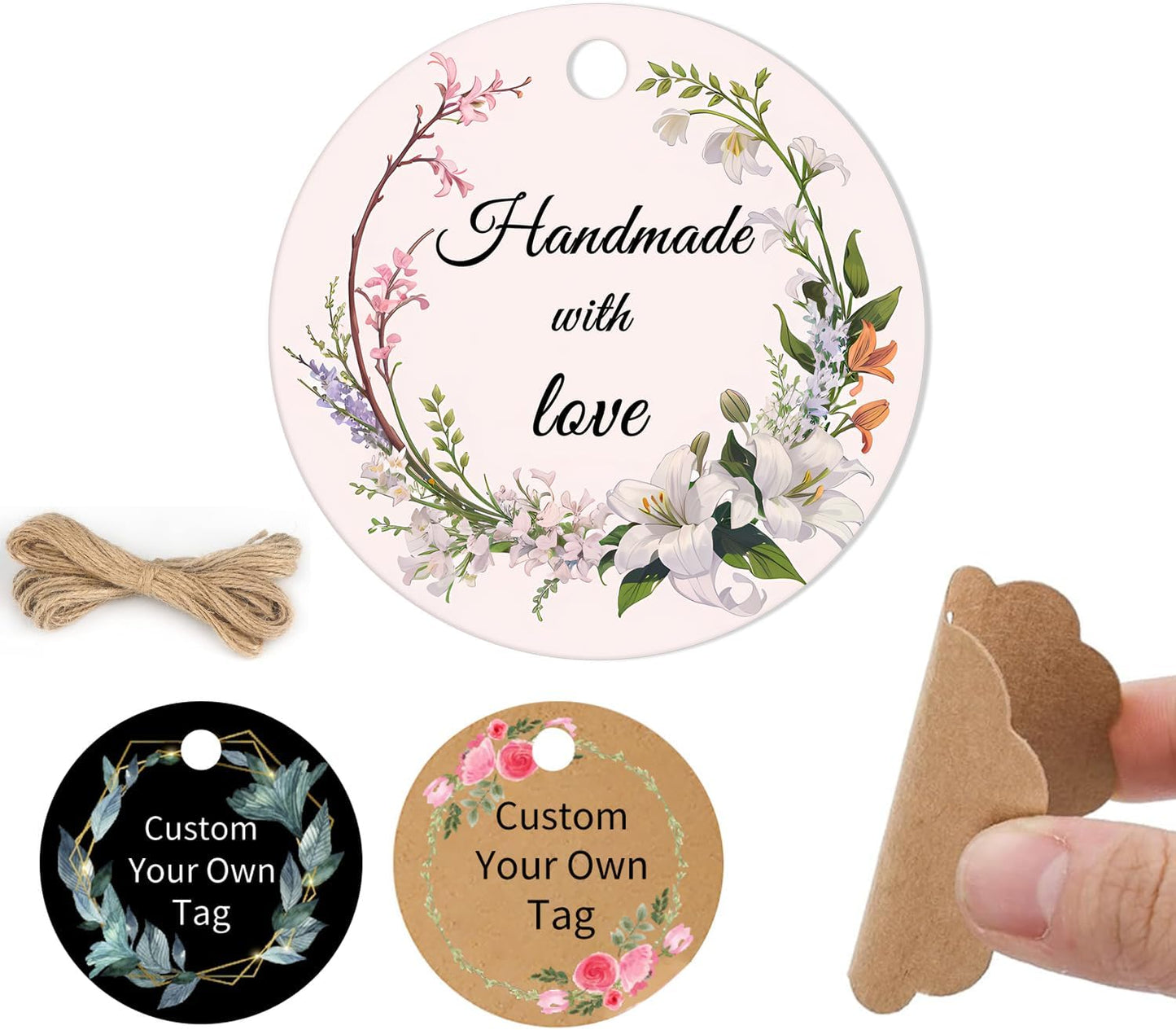 Custom Hang Tags for Favors, Custom Gift Tags, Customized Gifts Wrapping Labels, Personalized Wedding Items Birthday Party Favors Crafts Tag, Round Thick Kraft Paper Hang Tags with String