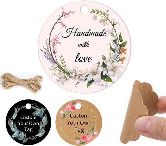 Custom Hang Tags for Favors, Custom Gift Tags, Customized Gifts Wrapping Labels, Personalized Wedding Items Birthday Party Favors Crafts Tag, Round Thick Kraft Paper Hang Tags with String