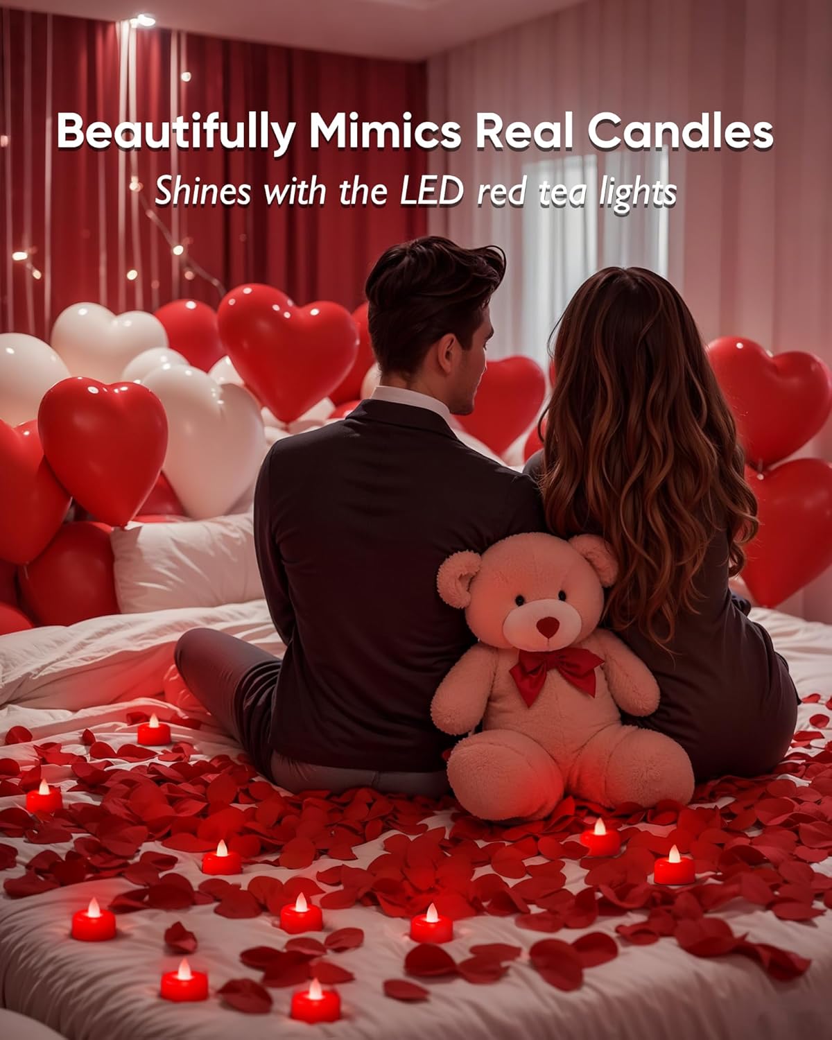 Amagic 12 Pack Red Flameless LED Tea Lights Candles Battery Operated, Electric Fake Tealight Candles for Votive, Wedding, Table Centerpiece, Party, Aniversary, Proposal, Halloween, Christmas